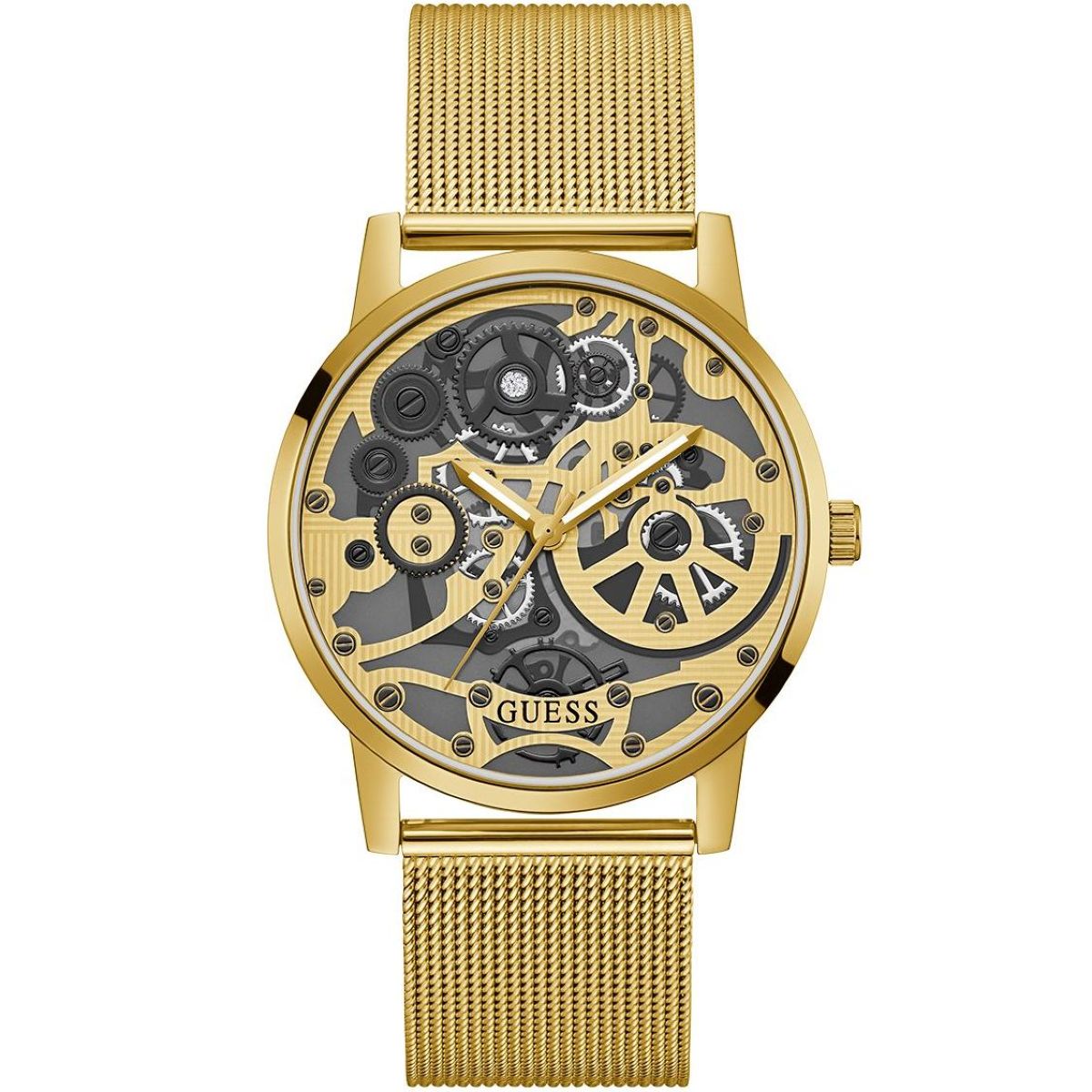 Guess Gadget pánské hodinky na náramku s viditelným mechanismem GW0538G2