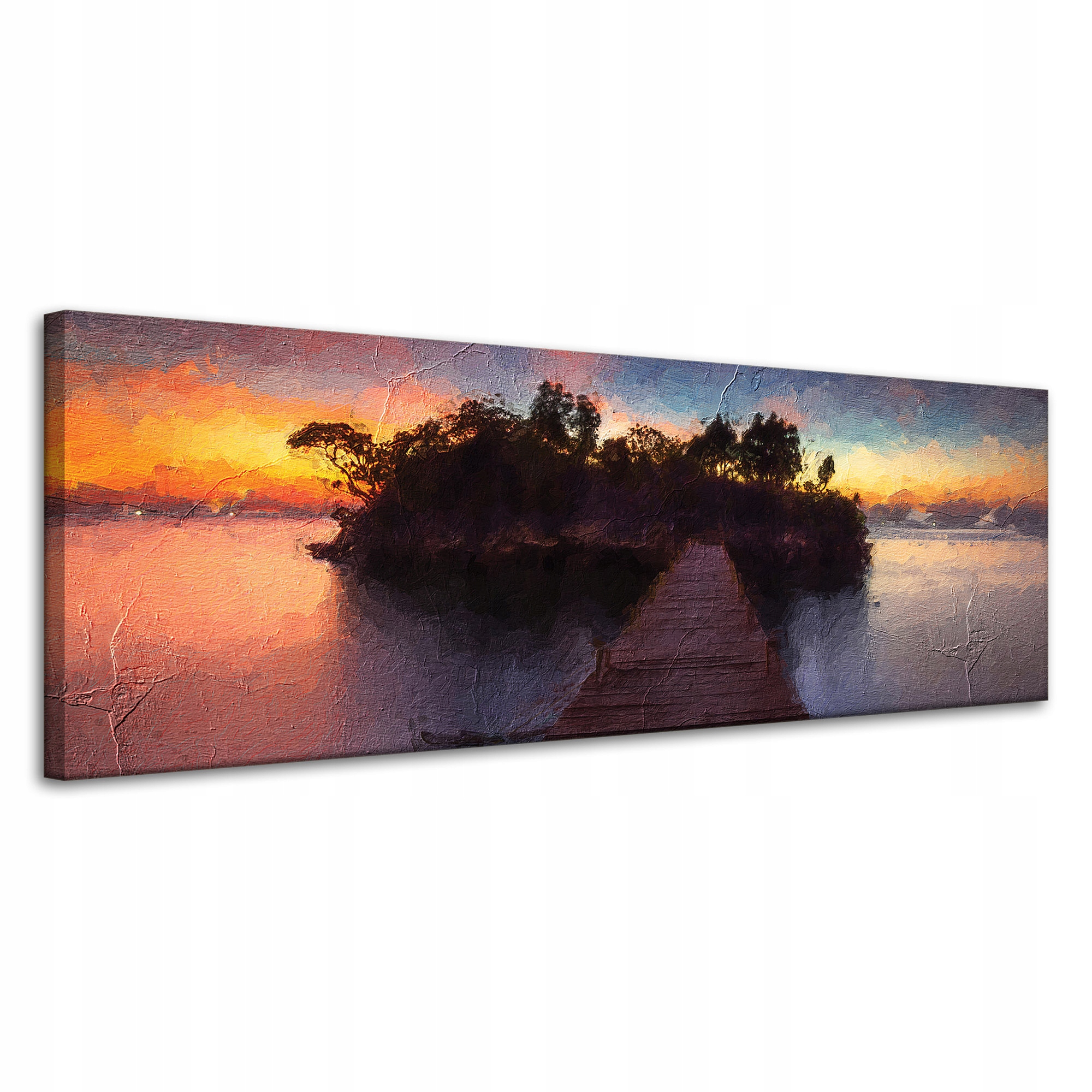 Obraz na plátně Dřevěný most Západ slunce Voda 120x40 cm