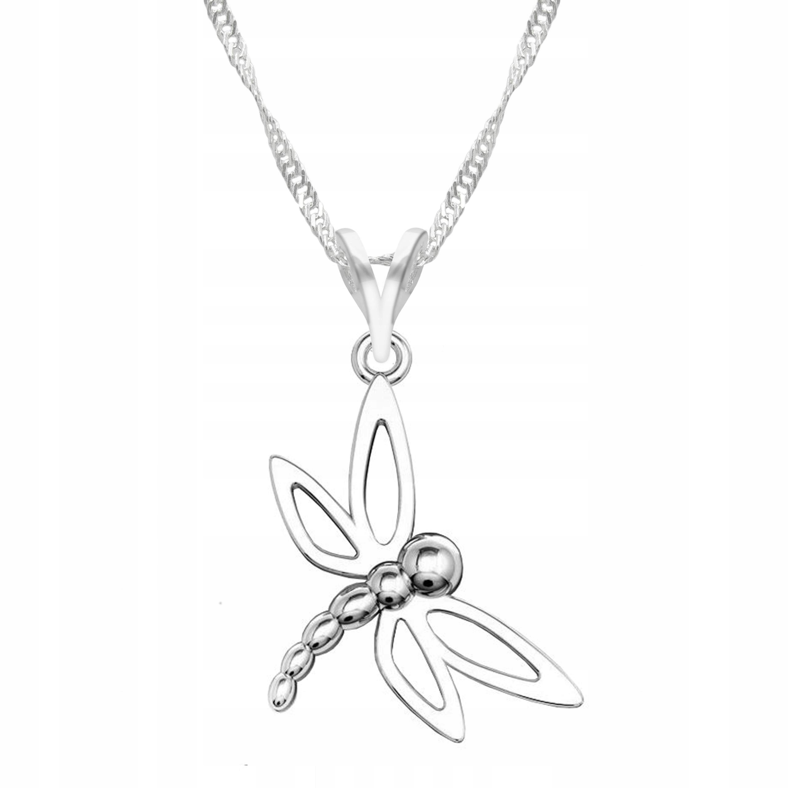 Stříbrný náhrdelník s vážkou Hmyz Motýl Přívěsek Stříbro 925