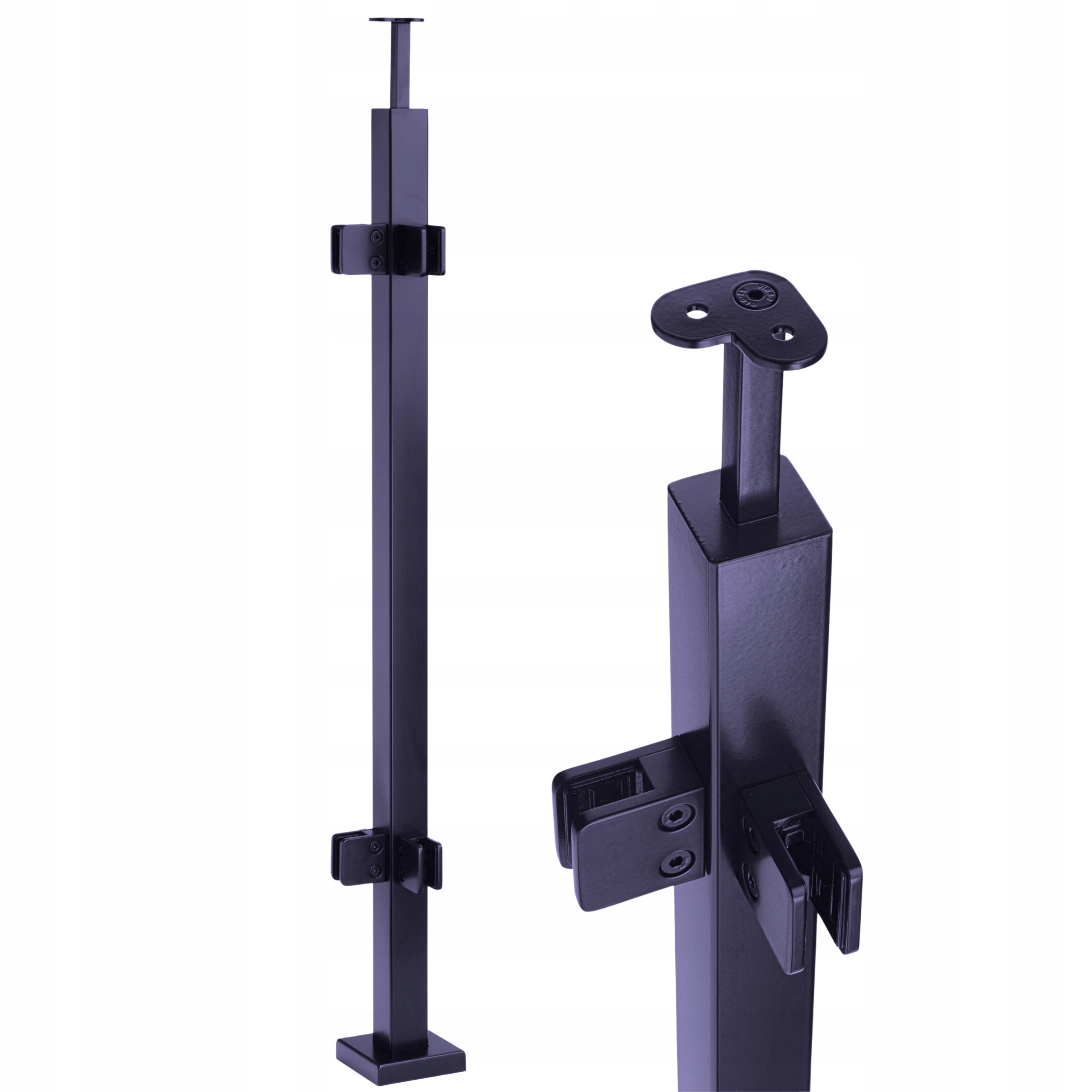 Rohový Sloupek 100 cm, Sklo 4 Úchytky Antracit Nerezový 40x40 Zábradlí