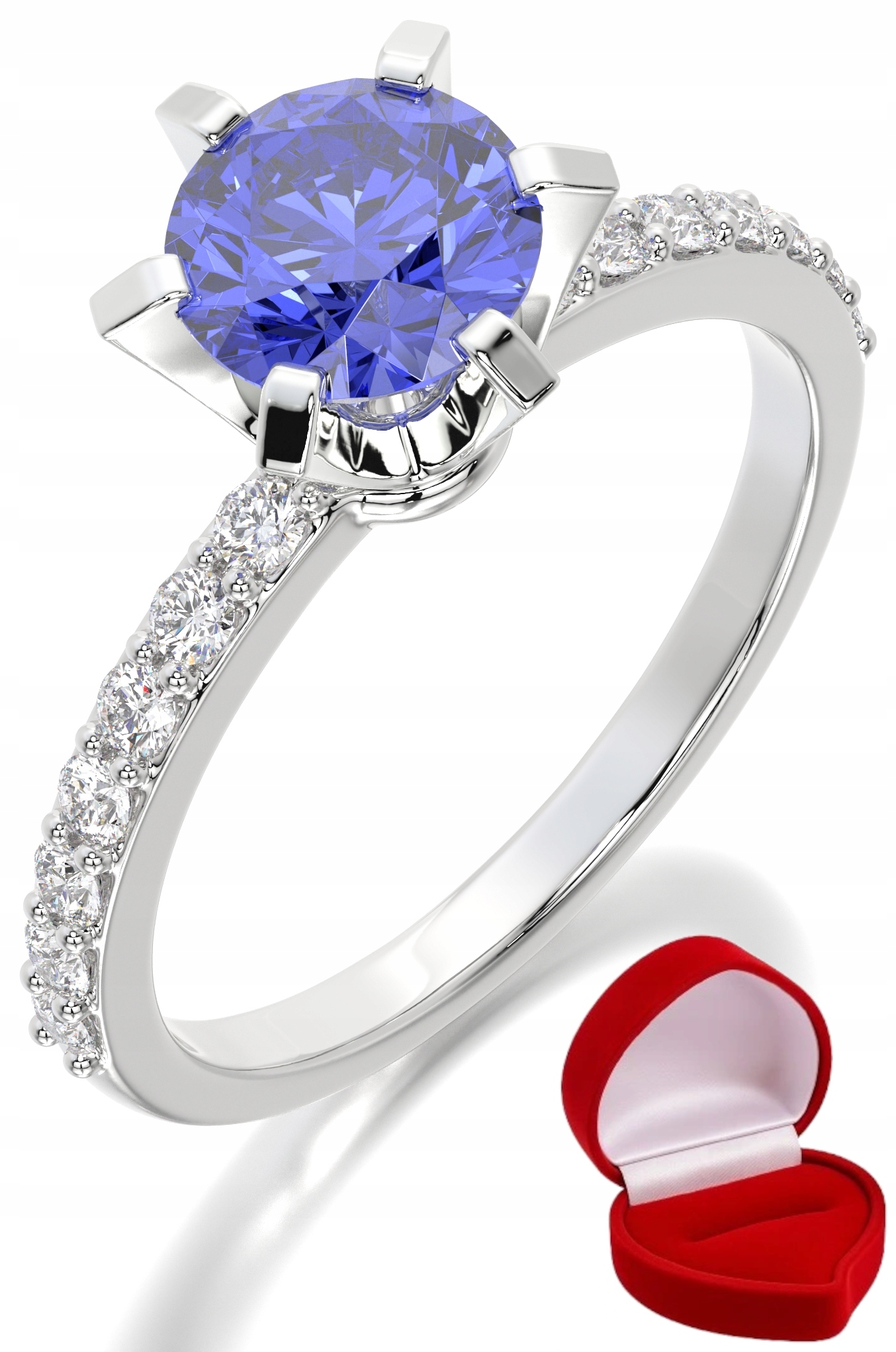 Zlatý Prstýnek 585 14k Tanzanit 1 ct Bílé Zlato R28