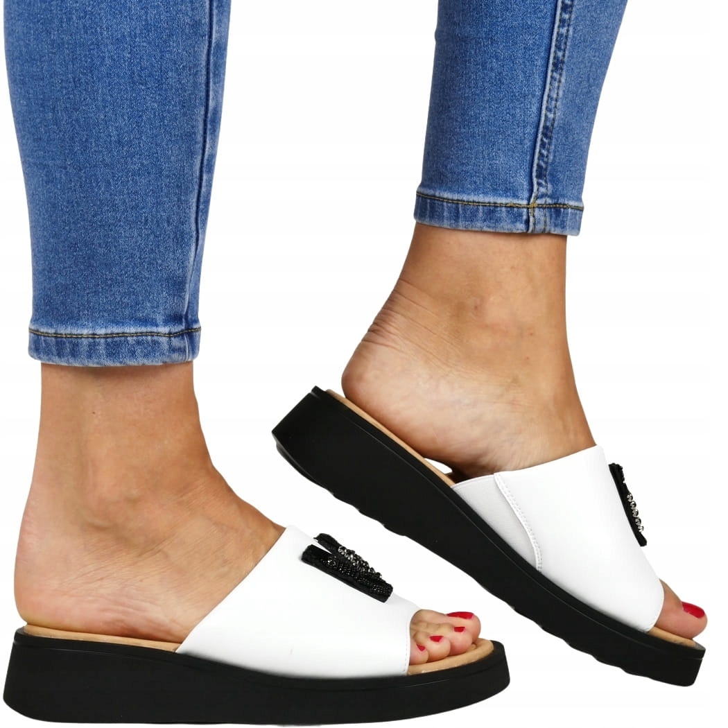 iButy Nazouváky Kožené Na Koturně Platformě Bílé Pohodlné Měkké Kůže