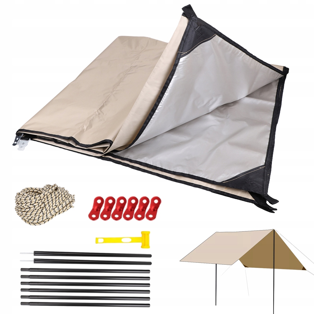 Voděodolný Stan S Plachtou A Stožárem 3X3 m Pro 8-12 Osoby