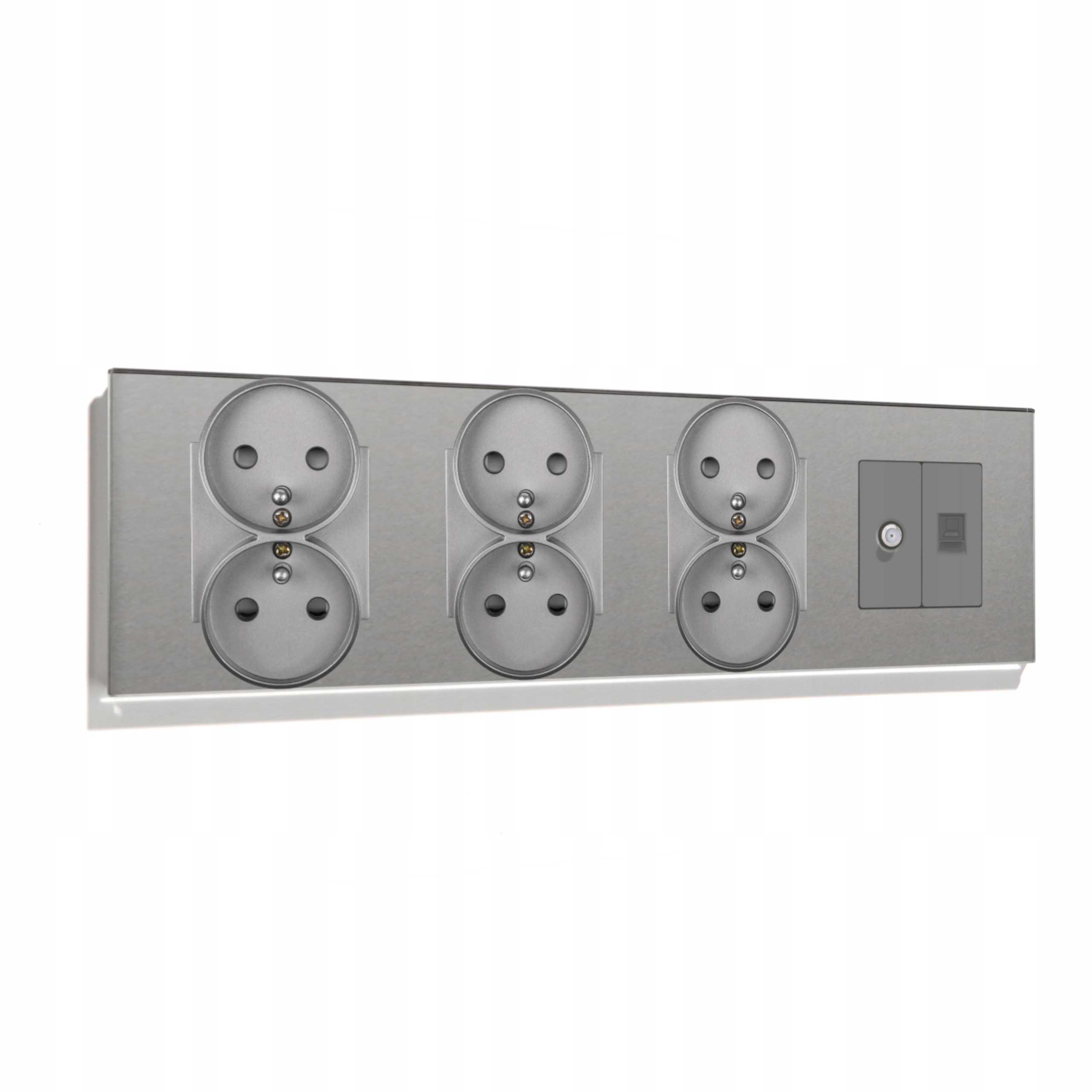 Elektrická Skleněná Zásuvka 3xDVOJITÁ Sat Internet RJ45 CAT5e