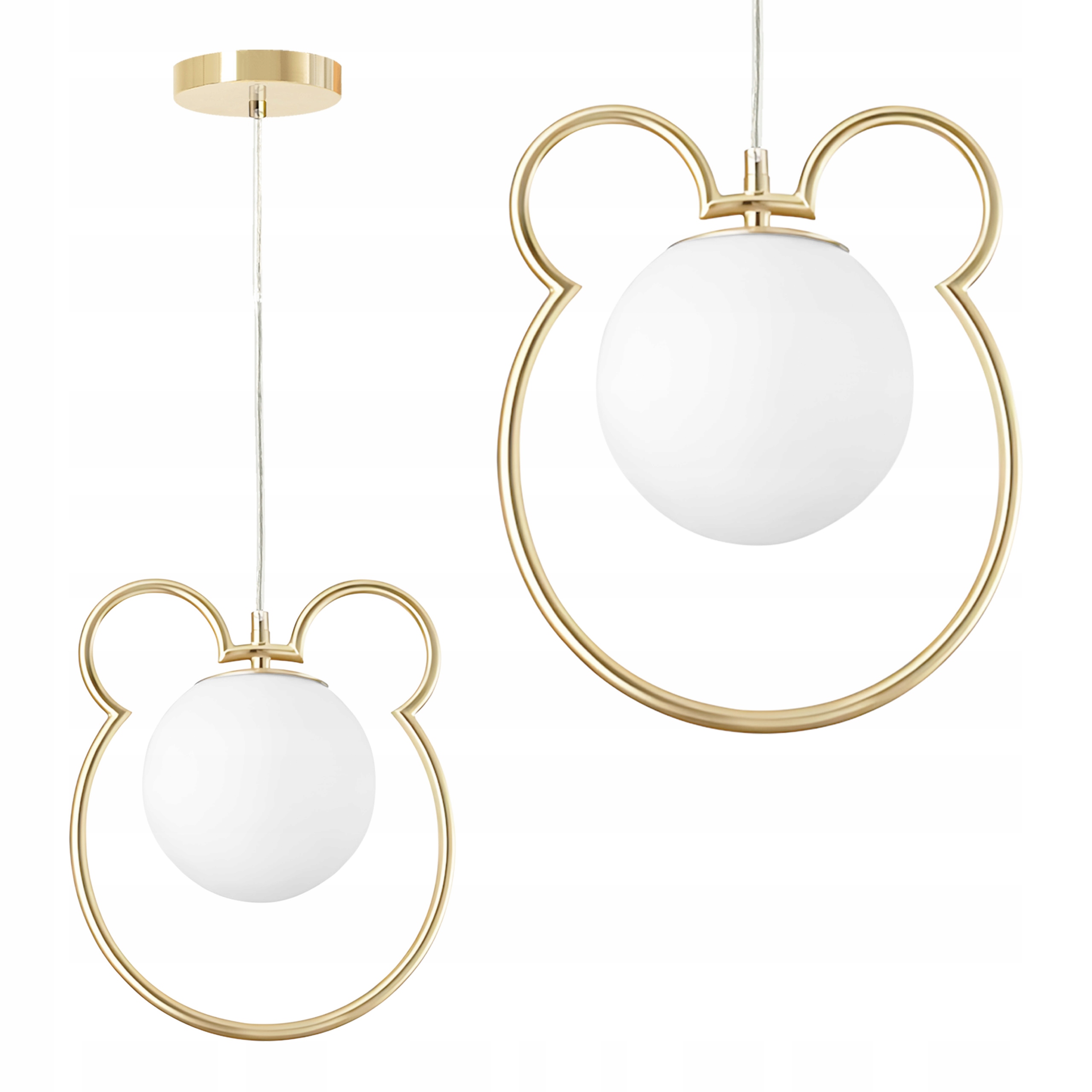 Lampa Sufitowa Do Pokoju Dziecięcego Wisząca Miś Złoty Biała Kula Toolight