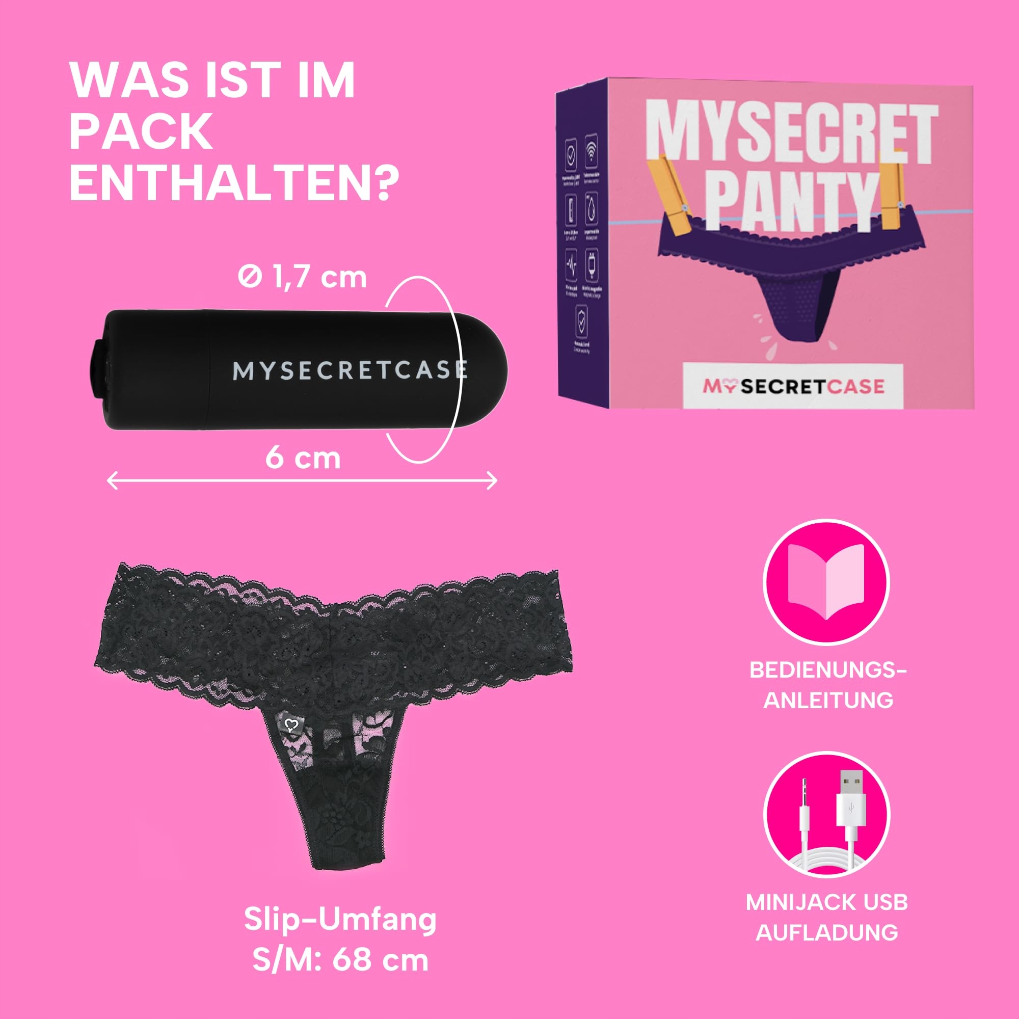 MYSECRETCASE Wibrator Bielizna Damska Zabawka Erotyczna Zdalne Sterowanie — miniatura 5