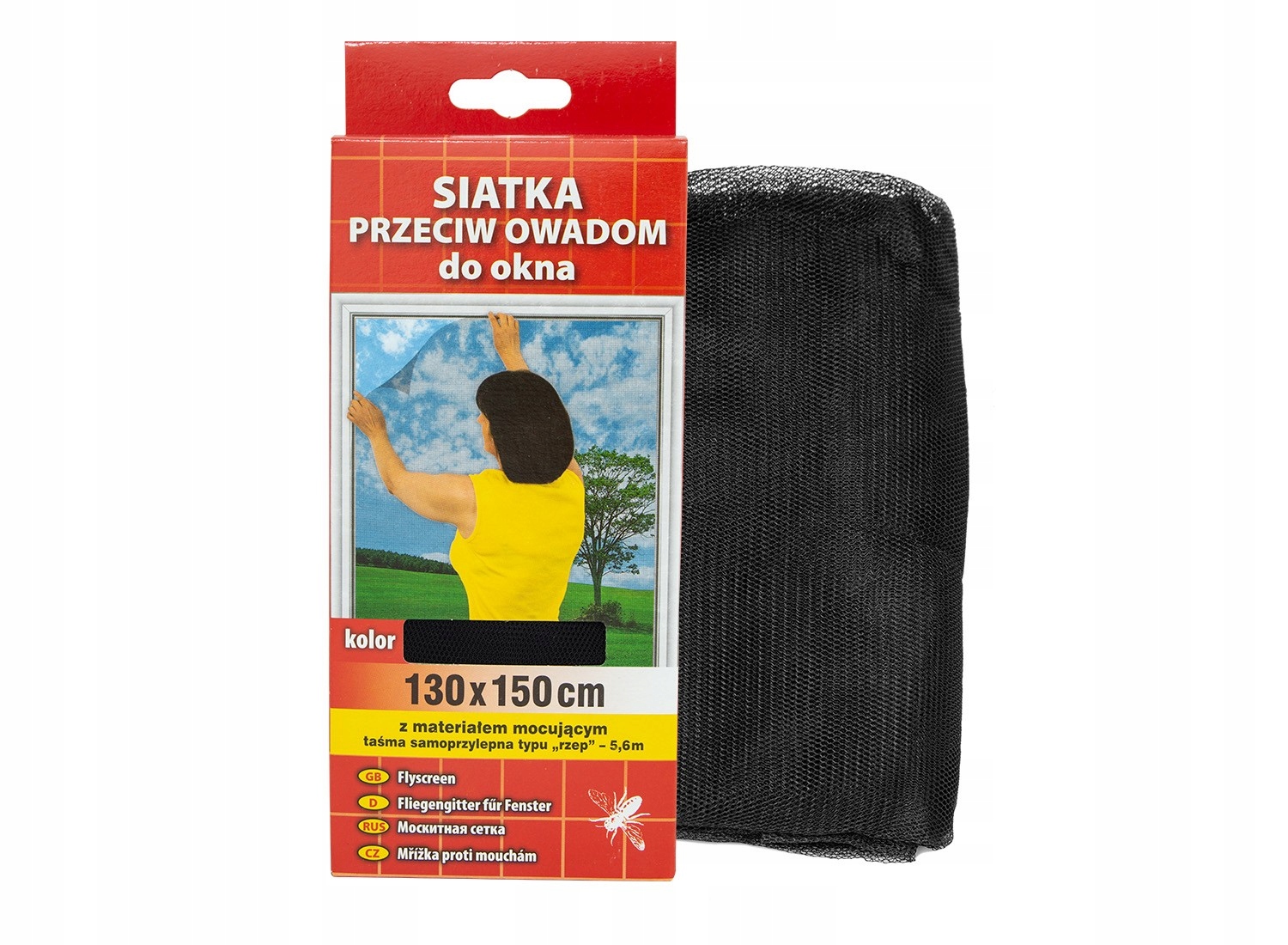 

Moskitiera na Rzep siatka na okno 130x150 Czarna