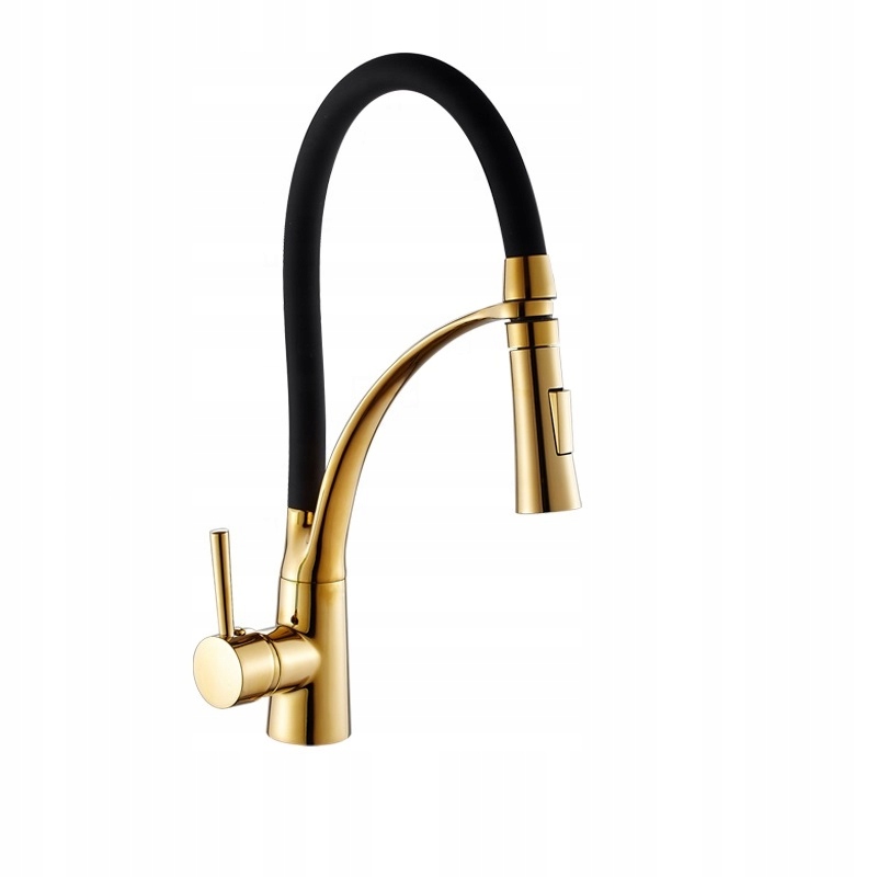 Kuchyňská stojánková baterie Alice Zlatá vytahovací sprcha, flexibilní kohoutek