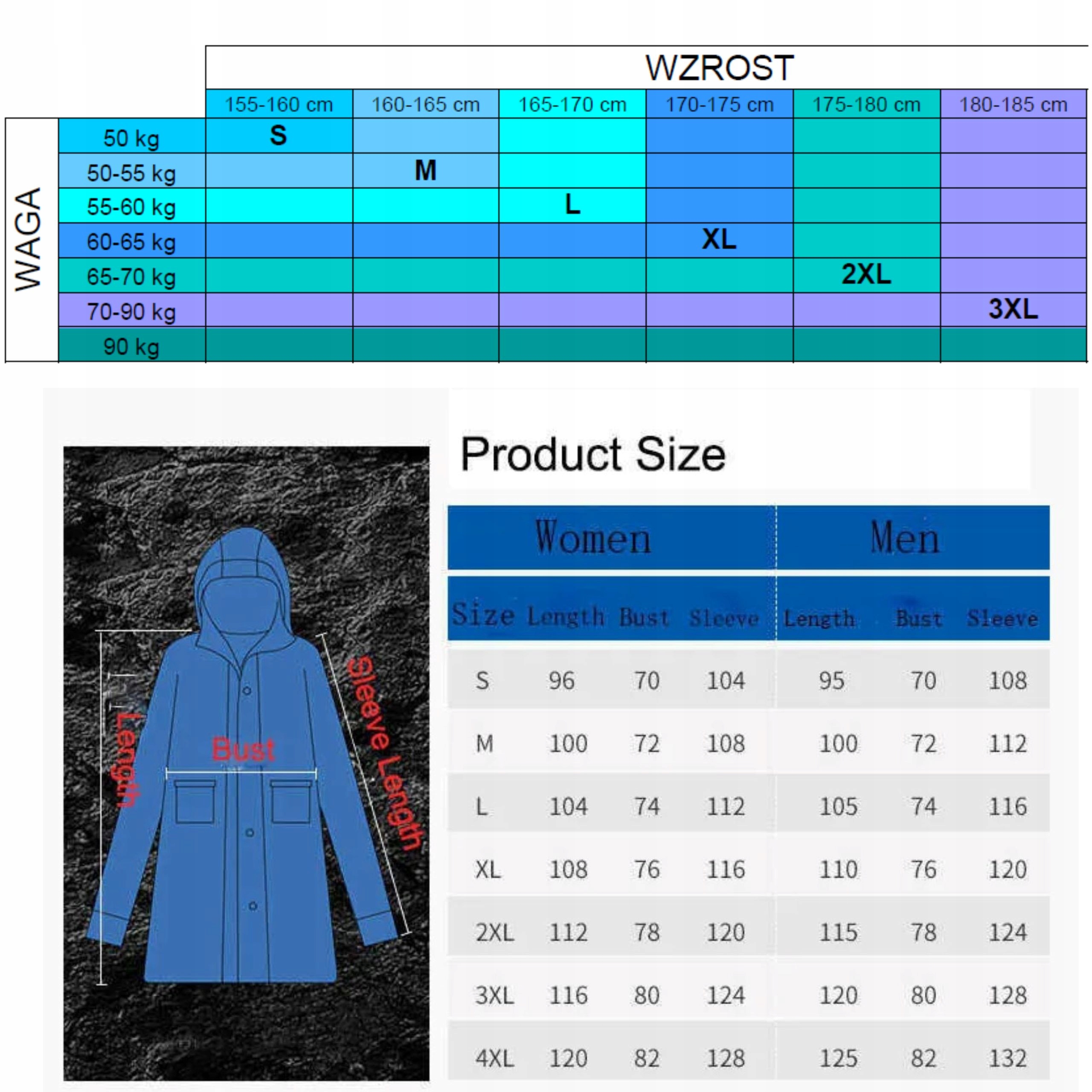 PŁASZCZ PRZECIWDESZCZOWY DŁUGI rozm. M PELERYNA DŁUGA ROŻOWY Wzór dominujący bez wzoru