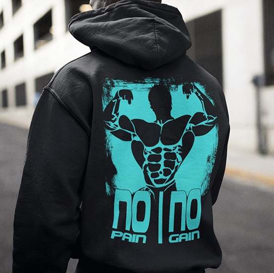 

Bluza Z Kapturem na siłownię No Pain No Gain 4