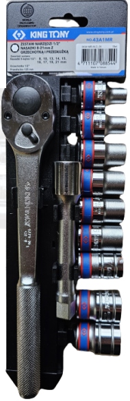 Nástavce Predĺženie 8-21 mm 6KT Hrkálka 1/2" Sada King Tony 43A1MR