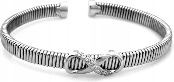 Stříbrný náramek 925 bangle pevný s nekonečnem r18 jako dárek
