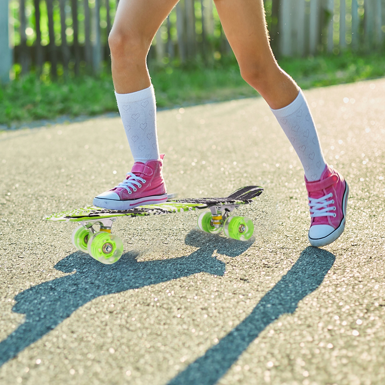 FISZKA DESKOROLKA DLA DZIECI ŚWIECĄCE KOŁA LED DRIFT 56CM DŁ ZIELONA NEON Długość decku 56 cm