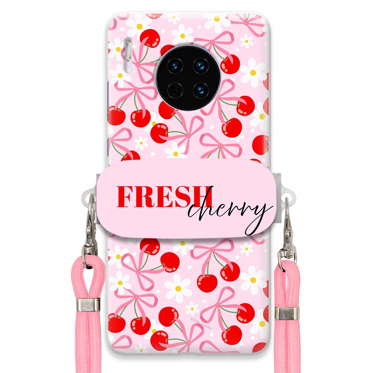 Puzdro pre Huawei Mate 30 Pro Case Držiak šnúrok Ružový Fresh Cherry Kokardy