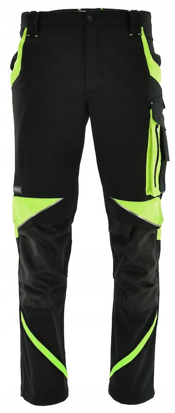 Spodnie Robocze ELASTYCZNE Odblaskowe NEON Do Pracy STRETCH SPANDEX BHP Marka Sara