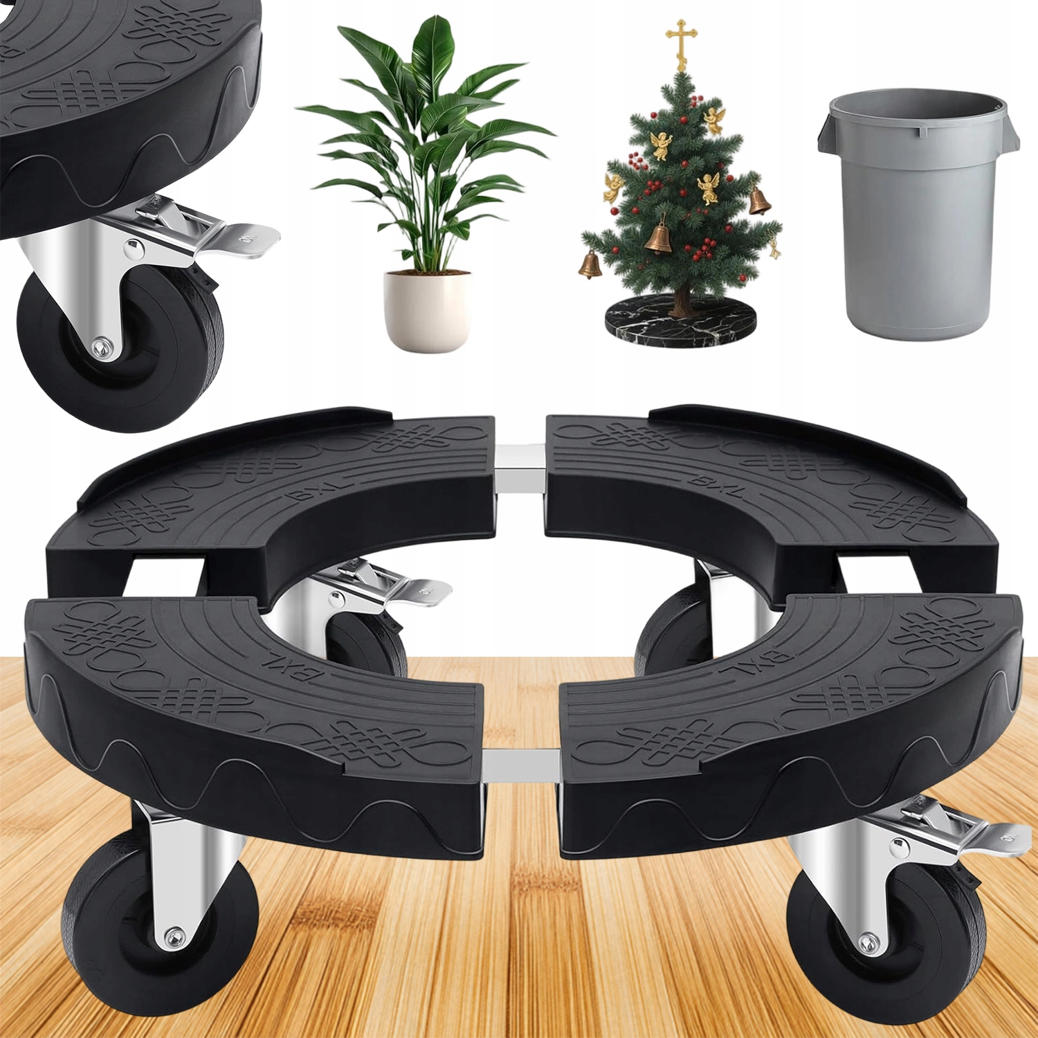 Vozík Pod Květináč Podstavec Na Kolečkách 220 Kg 38-48 CM 76 MM Brzda