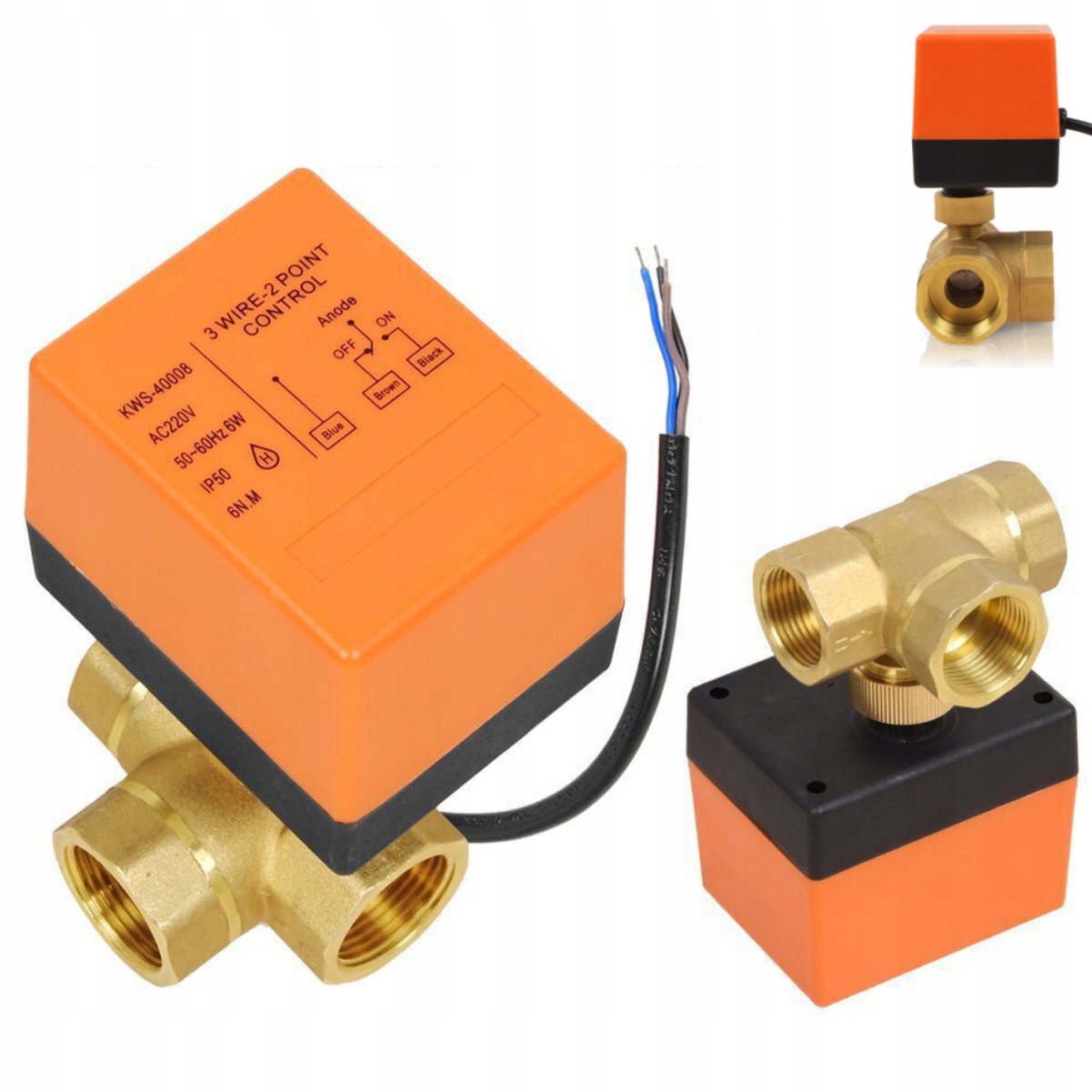 Zawór Strefowy Przełączający 3-DROGOWY 3/4" Z Siłownikiem DN20 220V