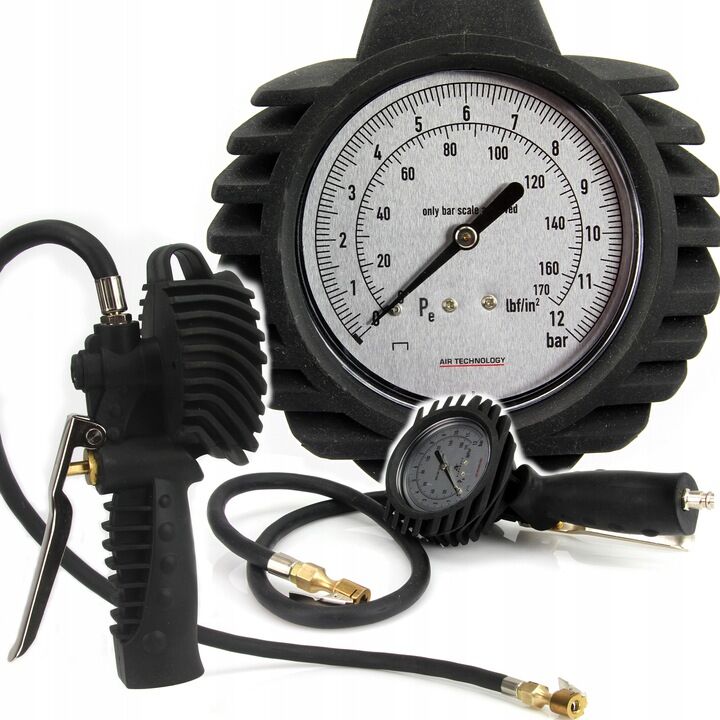 PISTOLET DO POMPOWANIA KÓŁ Z MANOMETREM 12BAR BJC