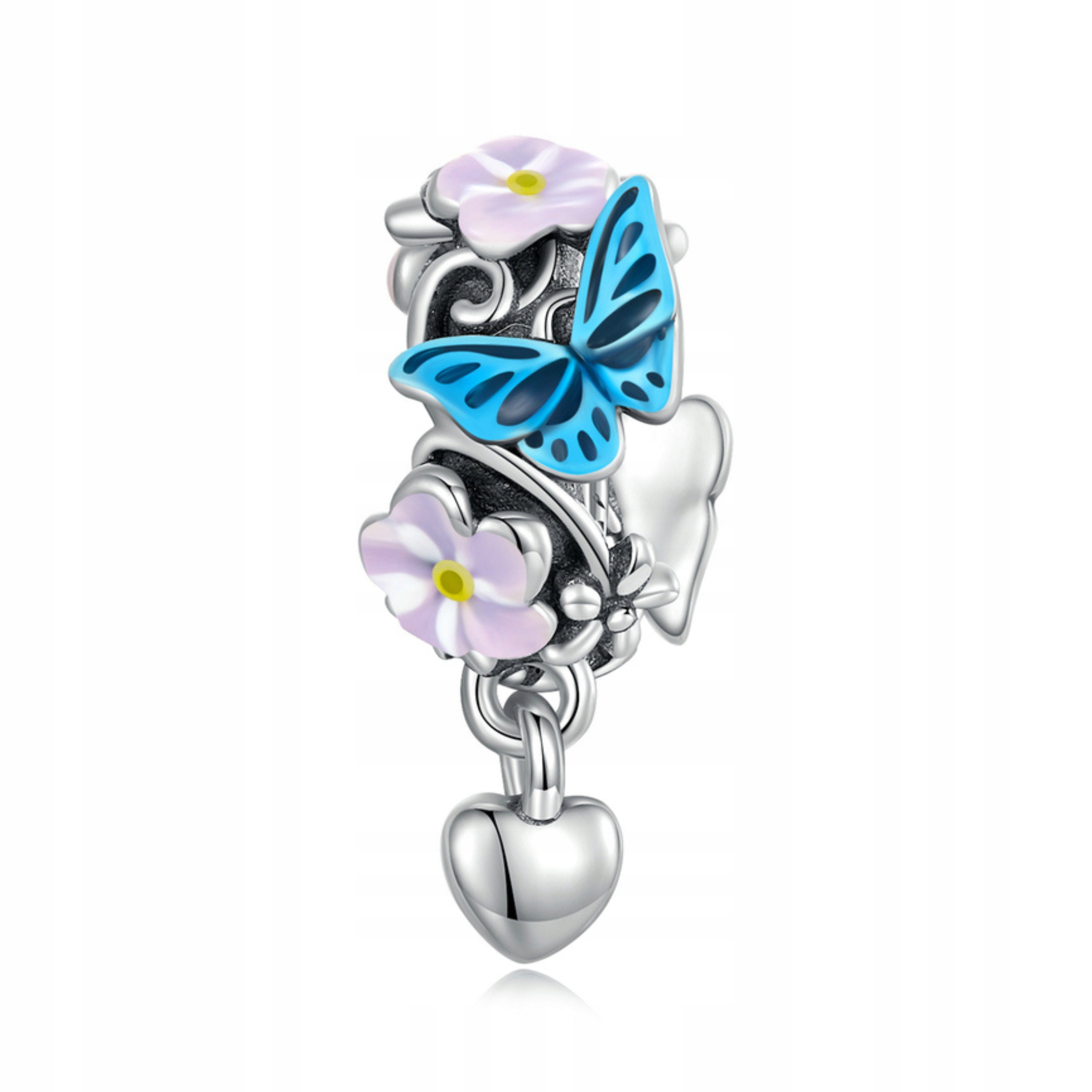 

Charms Kwiatki Zawieszka Charms Serce Srebro 925