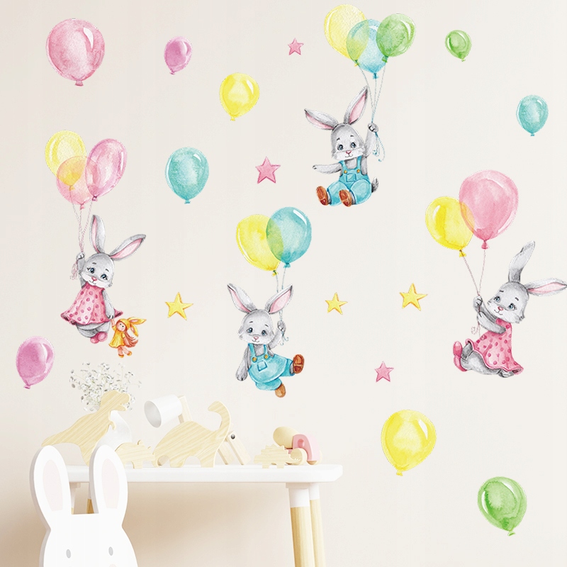 

Naklejki na ścianę króliki z balonami