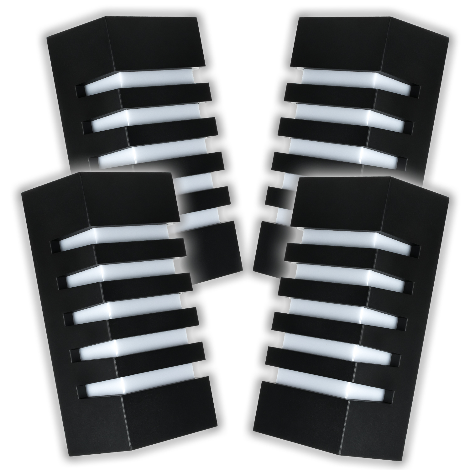 4x Černá Nástěnná Zahradní Fasádní Lampa IP55 Voděodolná Matná