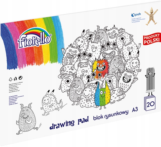 BLOK RYSUNKOWY A3 BIAŁY 20 kartek Fiorello x 2 szt EAN (GTIN) 5903364242930