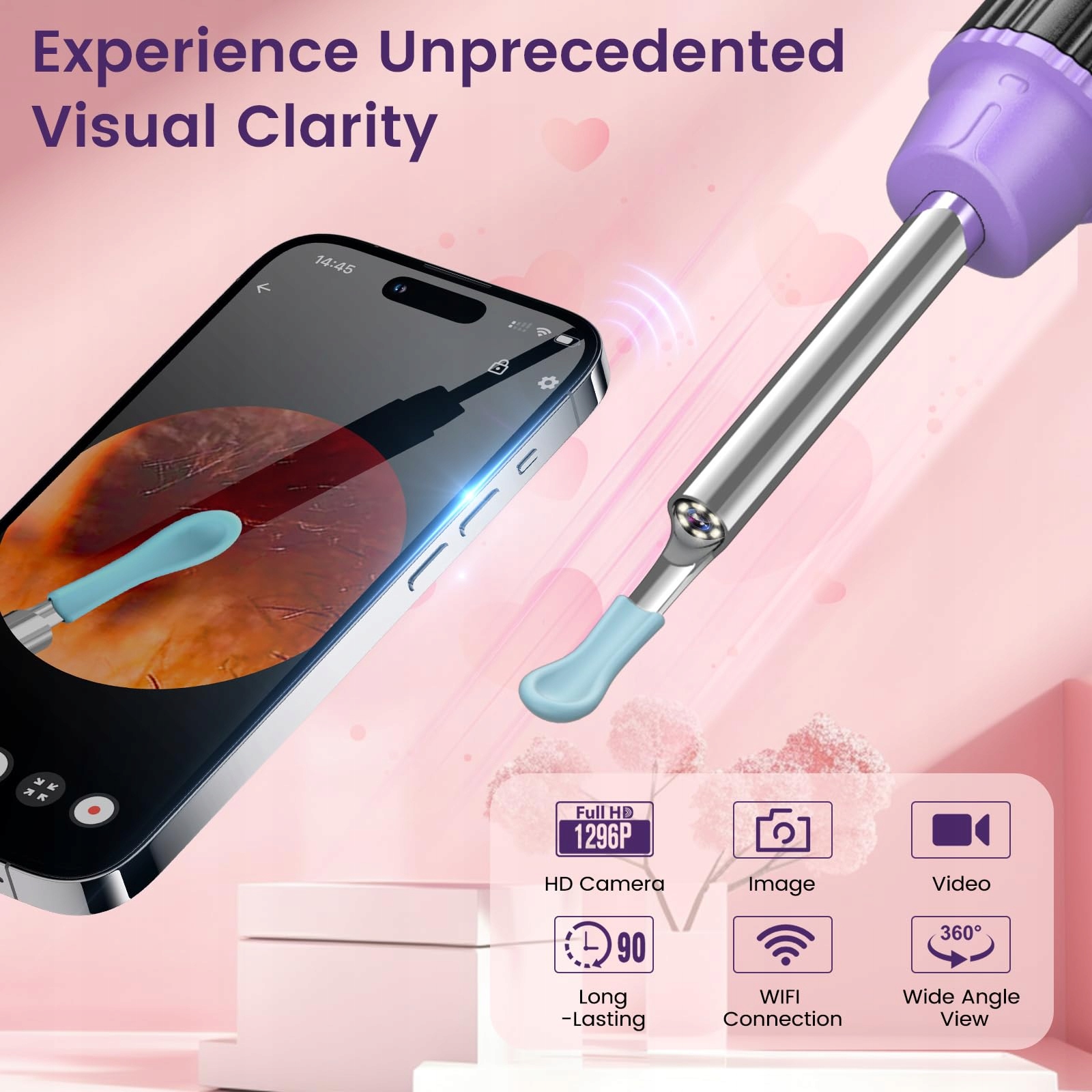 KEKOY P8 Kamera Do Czyszczenia Uszu 1920P HD Wodoodporna IP67 Wifi — miniatura 4