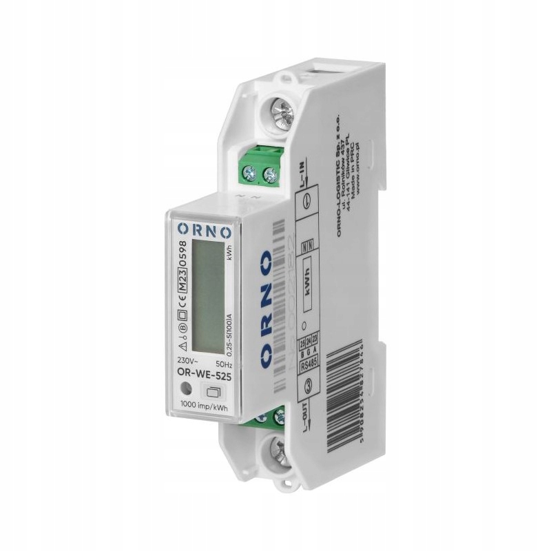 1-fázový merač elektrickej energie, 100 A, port RS-485, MID, 1 mód