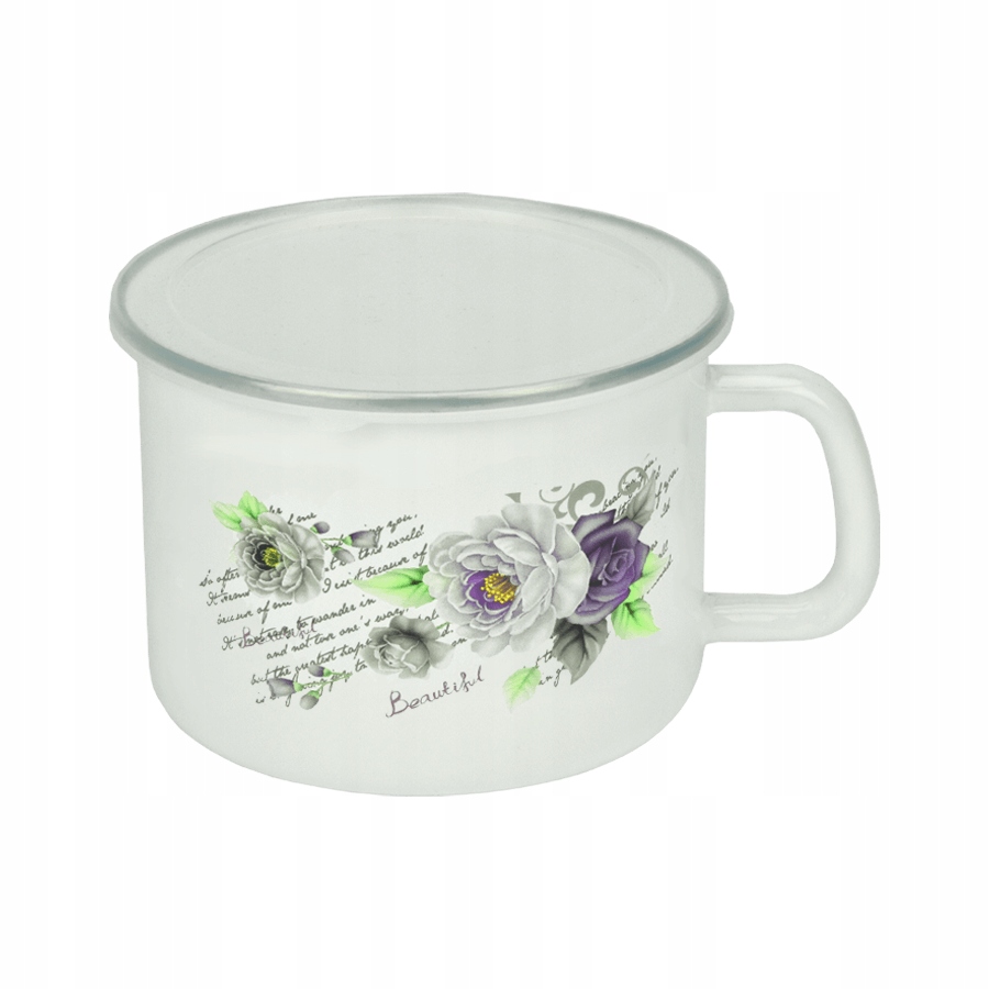 

Kubek Emaliowany Do Mleka Garnek Z Pokrywką 1L