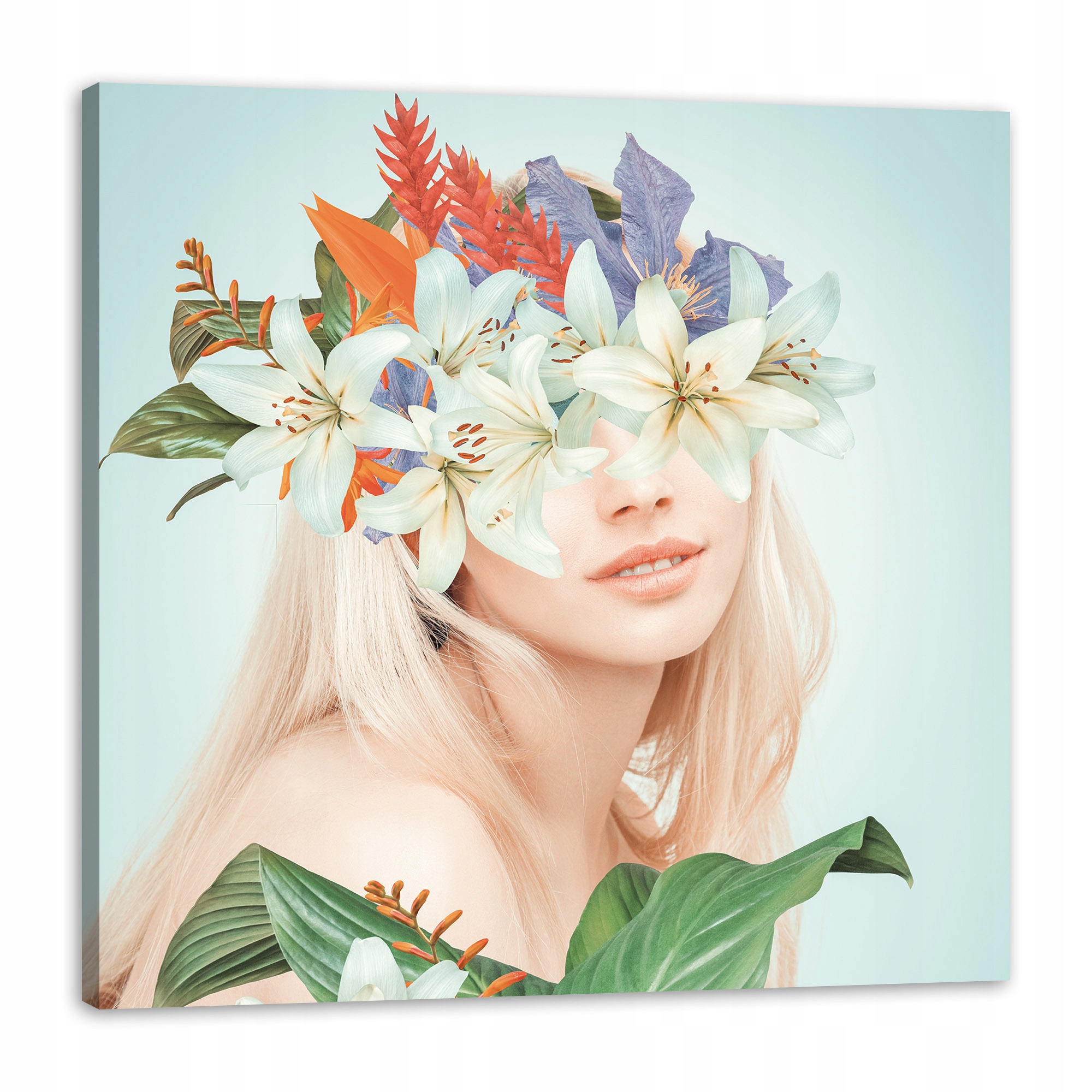 Obraz na plátně Usměvavá dívka Květiny Jaro 90x90 cm