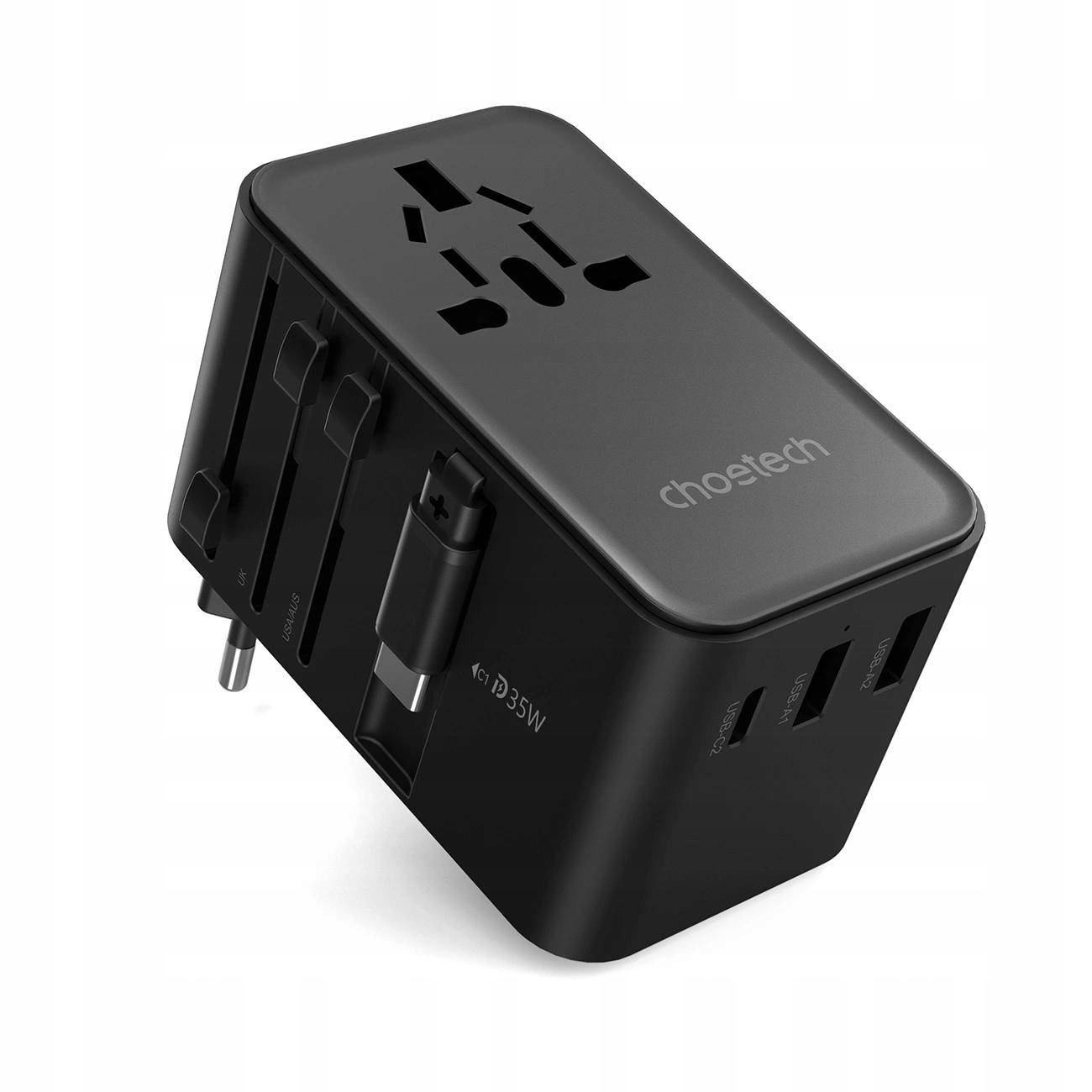 Adapter Podróżny Choetech Pd5020 35W Eu Us Aus Uk Z Wbudowanym Kablem
