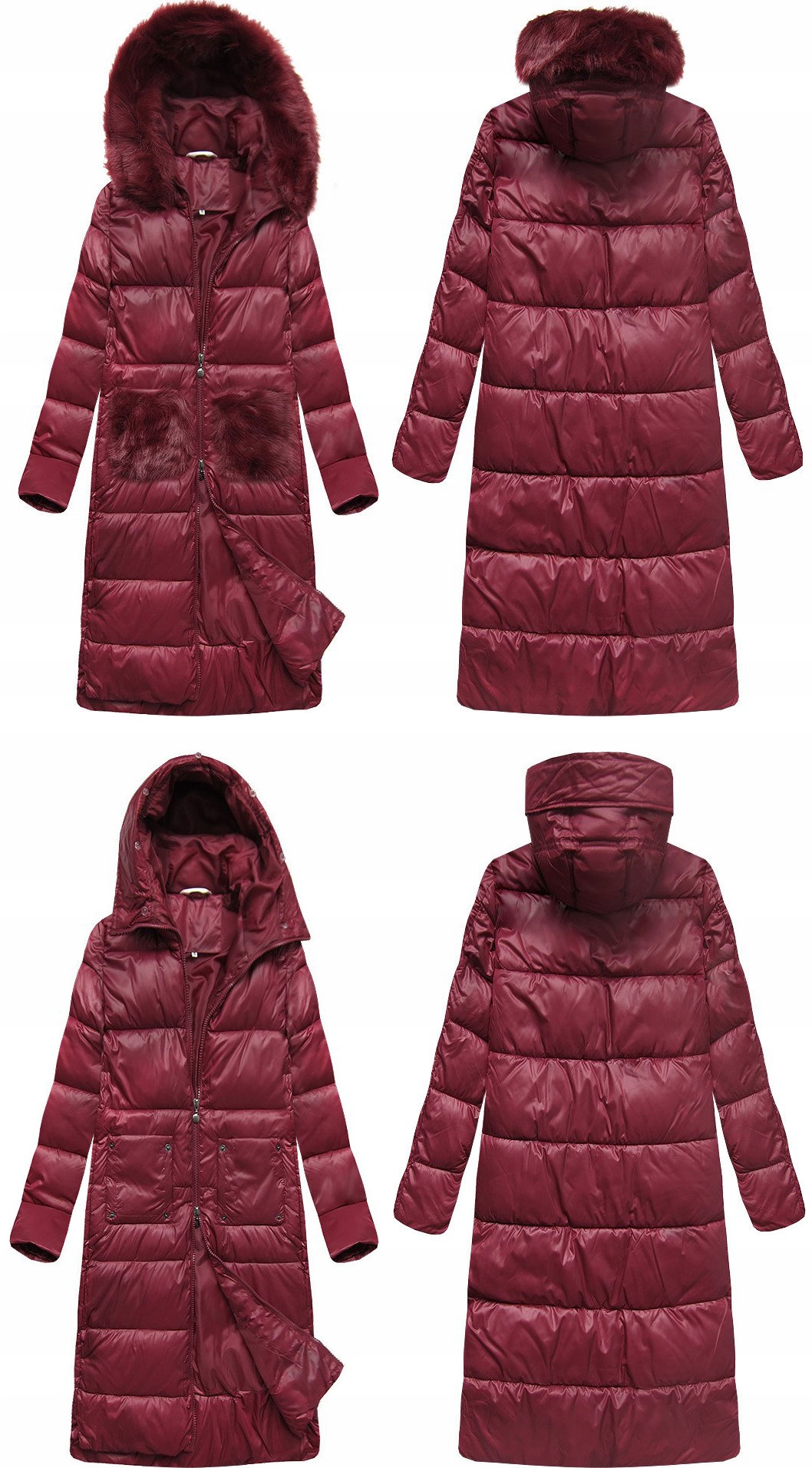 

Kurtka Płaszcz Długa Zimowa Parka Kaptur Futro S