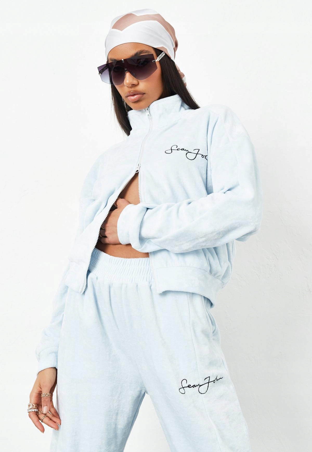 MISSGUIDED_SEAN JOHN BLUZA WELUROWA NA ZAMEK BR415