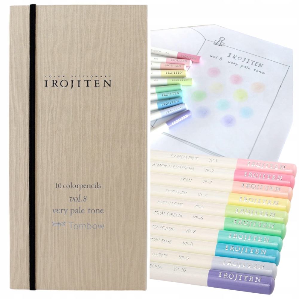 Pastelky umělecké profesionální Tombow Irojiten 10 barev Vol.8 very pale