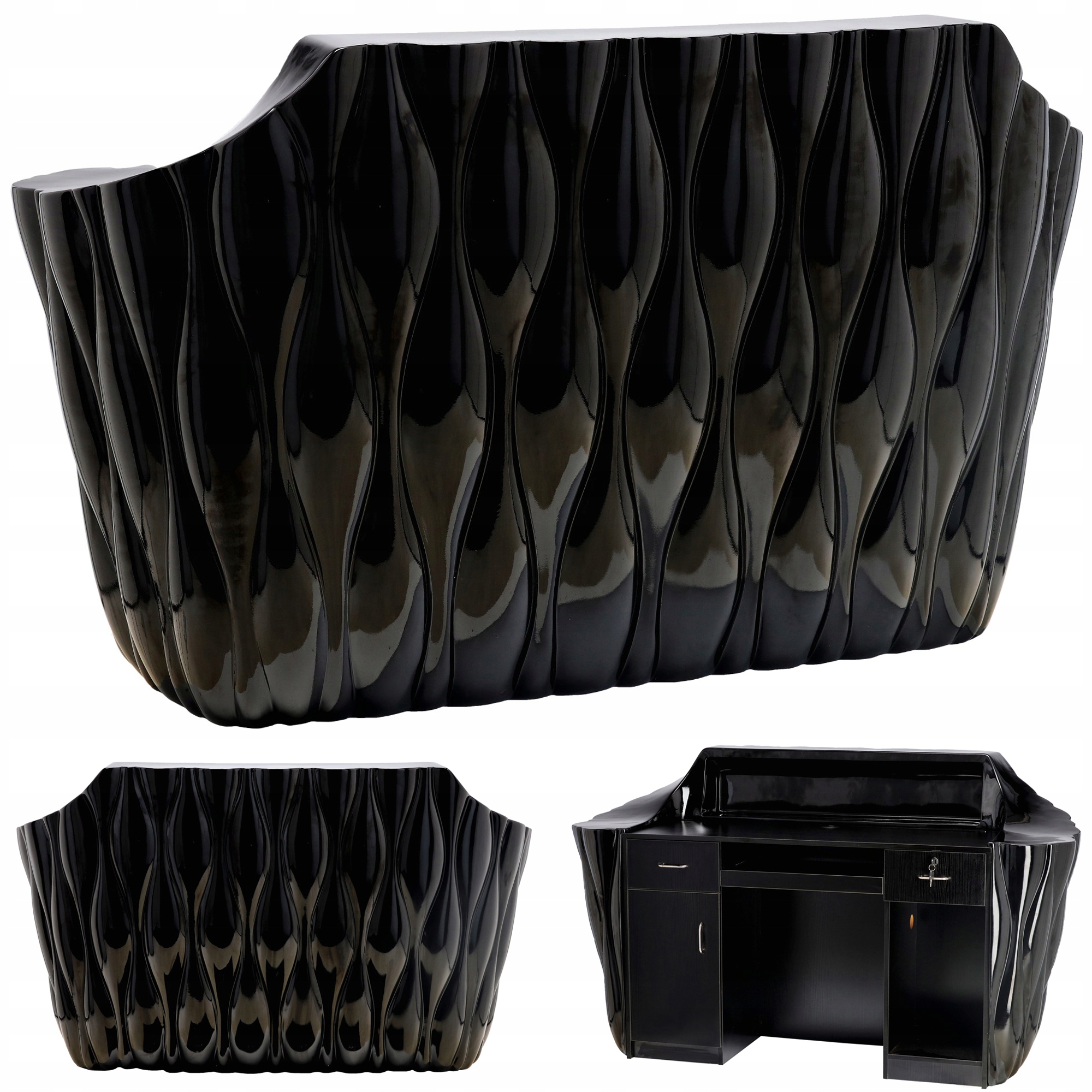 Lakovaná kadeřnická recepce Ariel 168 cm kosmetická do Spa salonu