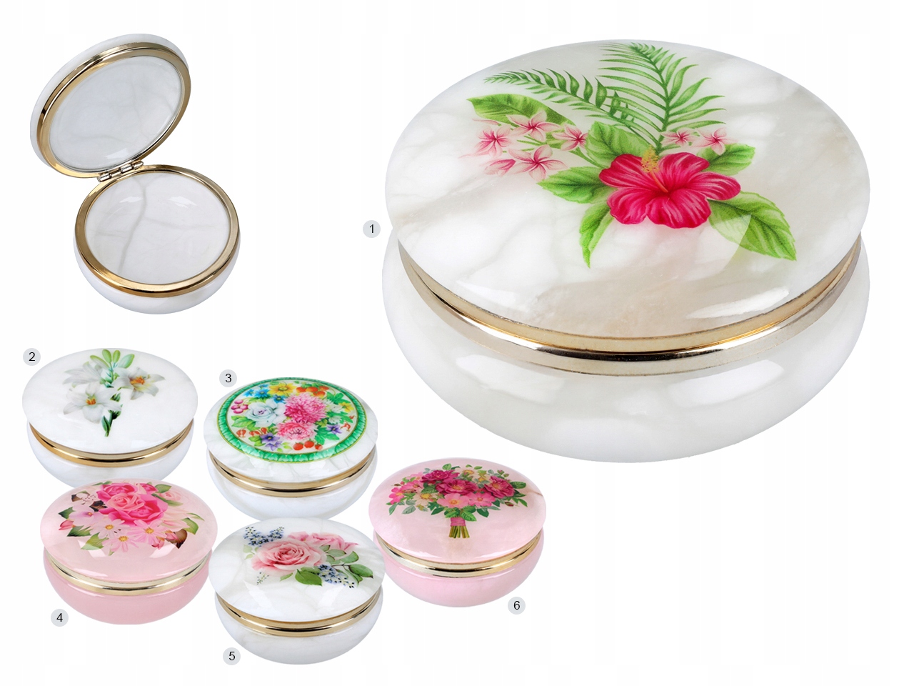 Alabastrová Kazeta Kulatá, Krabička Na Šperky Ozdobná 10 CM