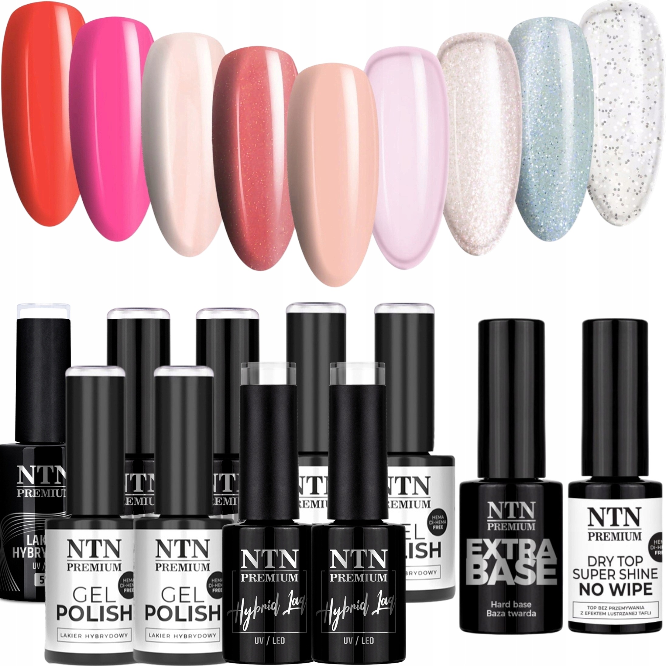 9x Hybridní lak Ntn 5g Ambrosia Collection Báze Top Set