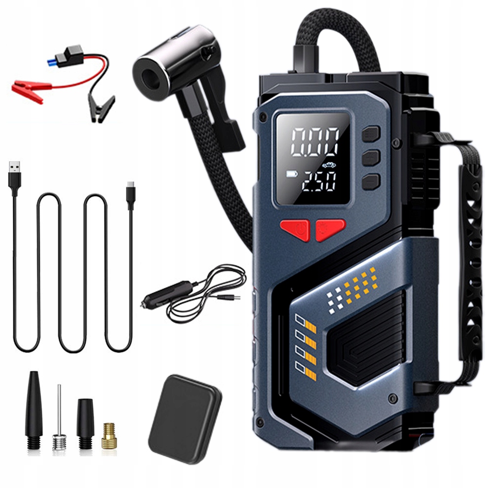 Startovací zařízení Booster Jump Starter 12000mAh PowerBank Kompresor Led