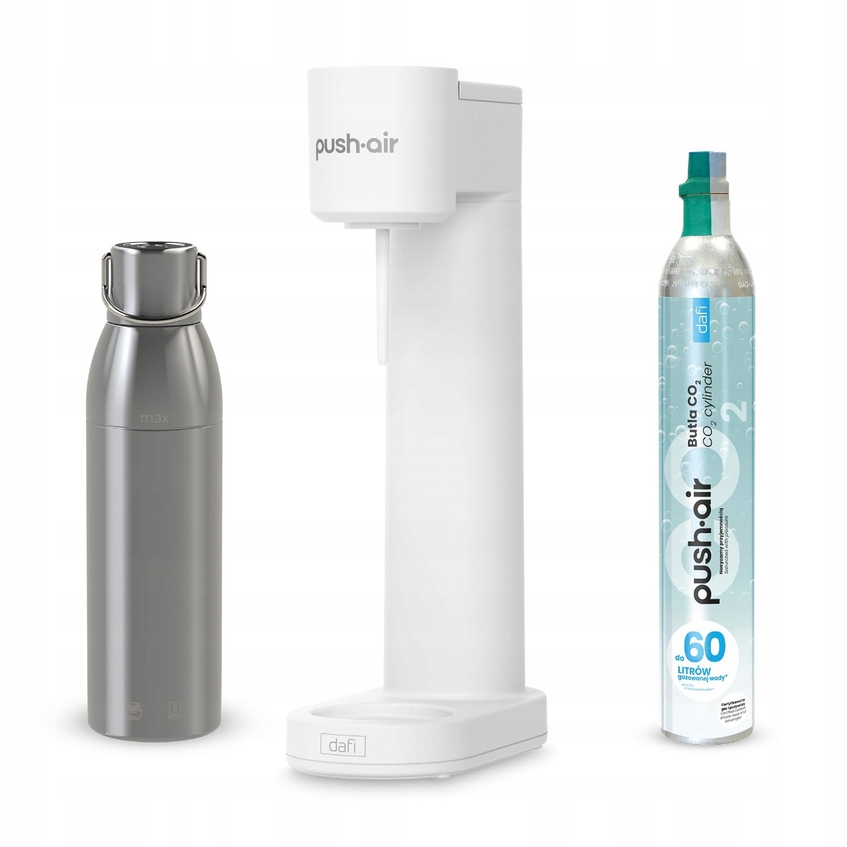 Pushair výrobník sody Dafi Bílý CO2 bombička ocelová láhev 0,75