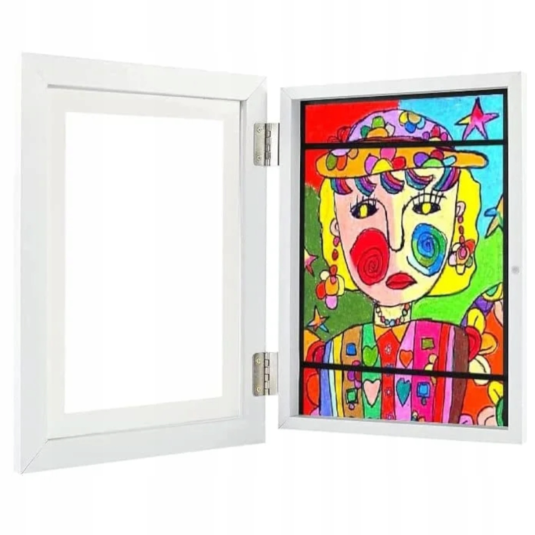 RAMKA ARTYSTYCZNA OTWIERANA NA OBRAZKI RYSUNKI ZDJĘCIA DLA DZIECI POJEMNIK Kolor biały