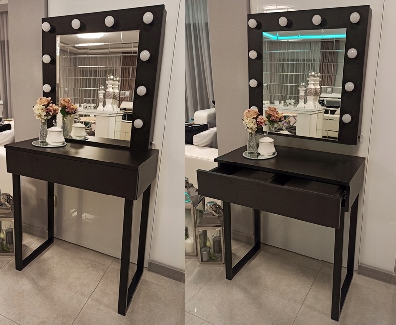 TOALETKA DO MAKIJAŻU Z OŚWIETLENIEM LUSTREM METAL Marka inna