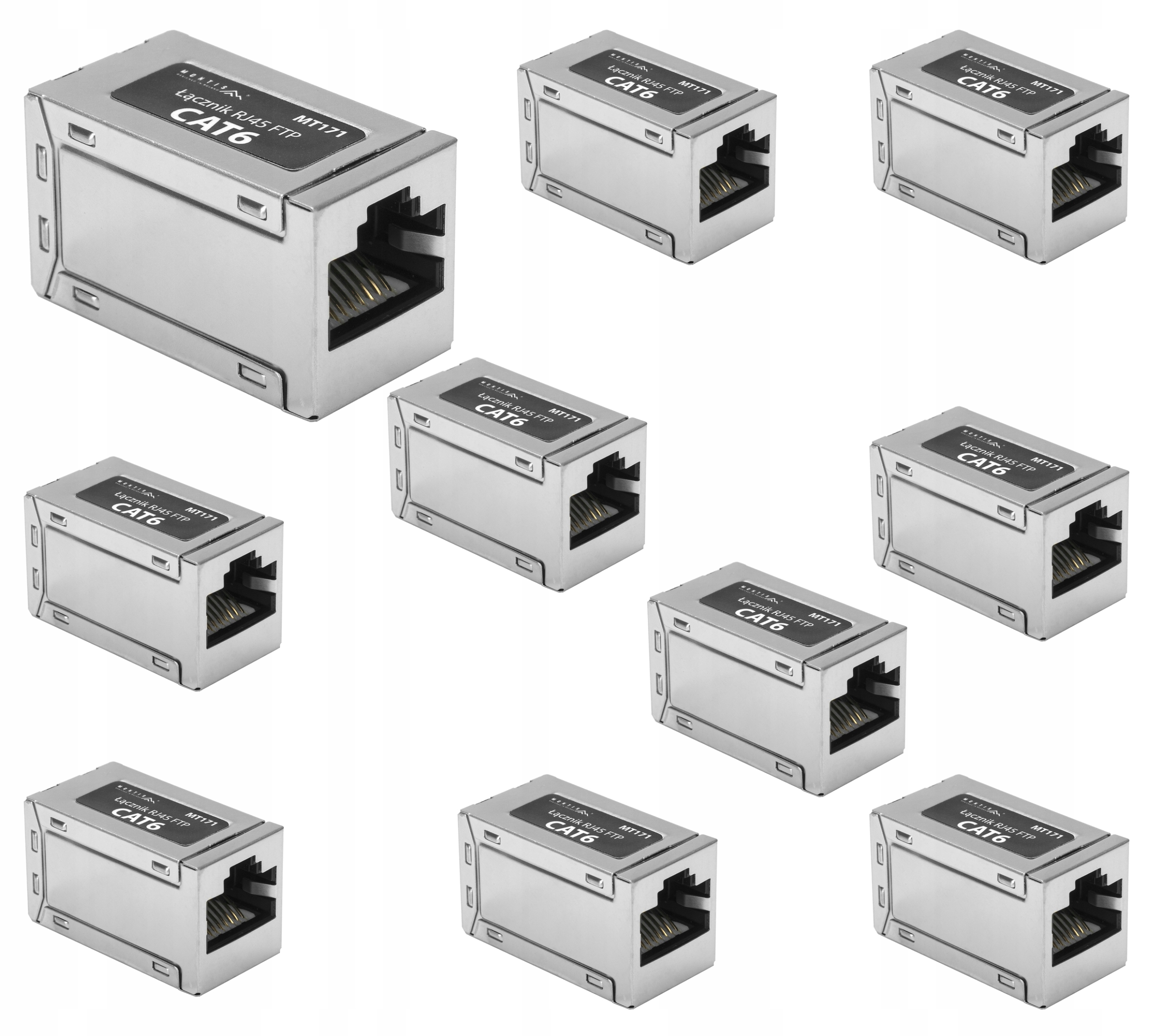 10x Łącznik Sieciowy Ekranowany Przedłużacz Kabli RJ45 Ftp CAT6 Do 10 Gb/s