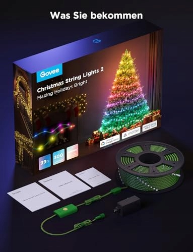 GOVEE LAMPKI ŚWIĄTECZNE GIRLANDA ŁAŃCUCH ŚWIATEŁ 300 LED 30M IP65 ALEXA — miniatura 8