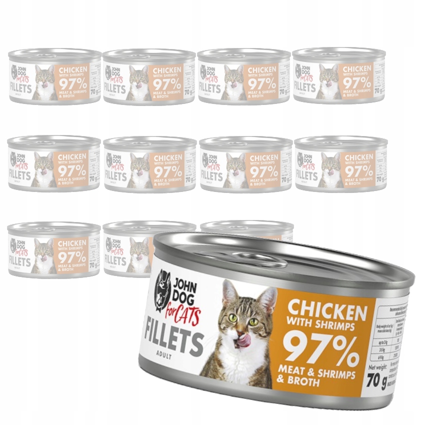 Levně John Dog For Cats Krmivo Kuřecí Krevety 12x70 g