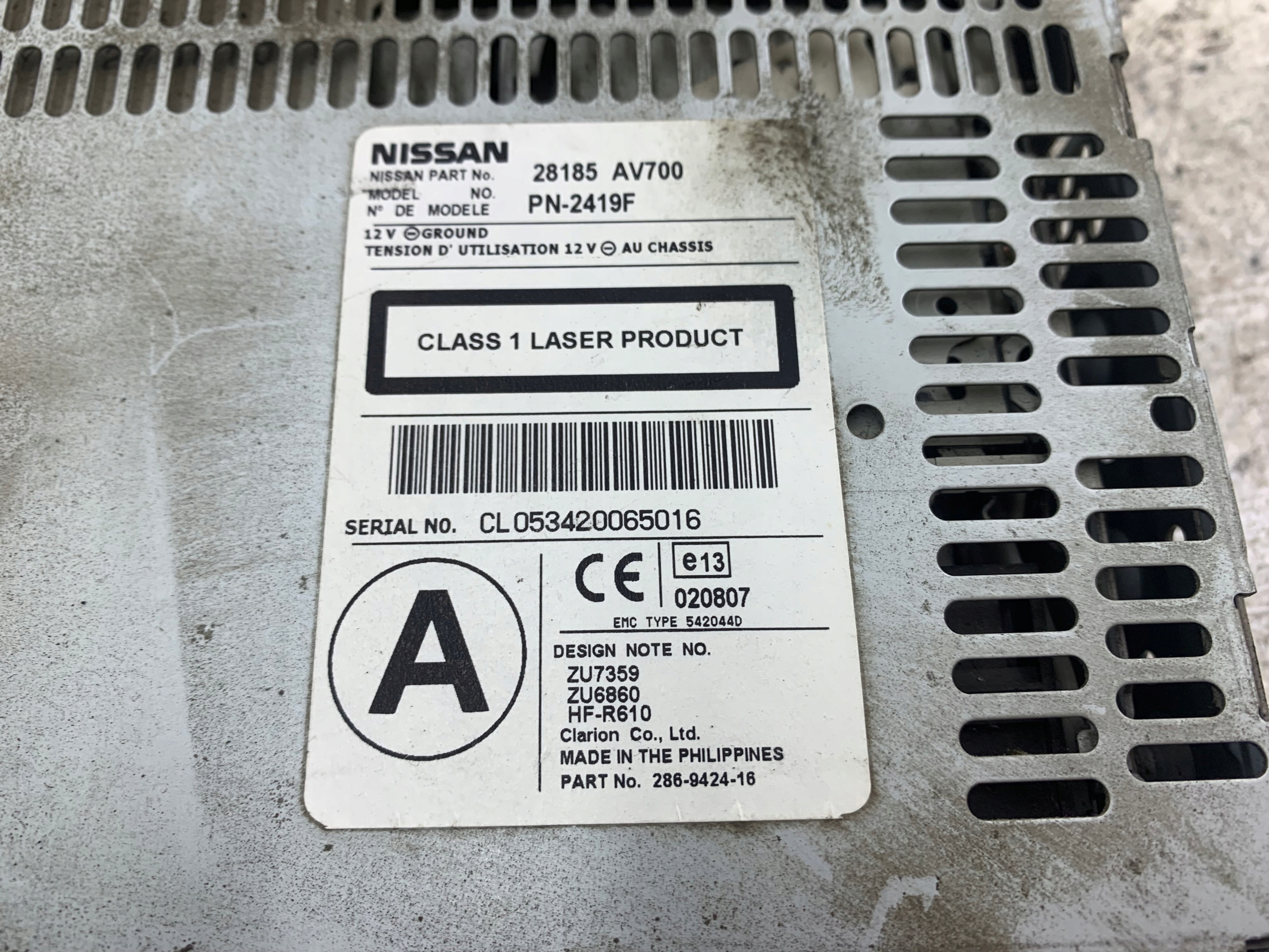 NISSAN PRIMERA P12 player NAVI navigation devices 28185AV700