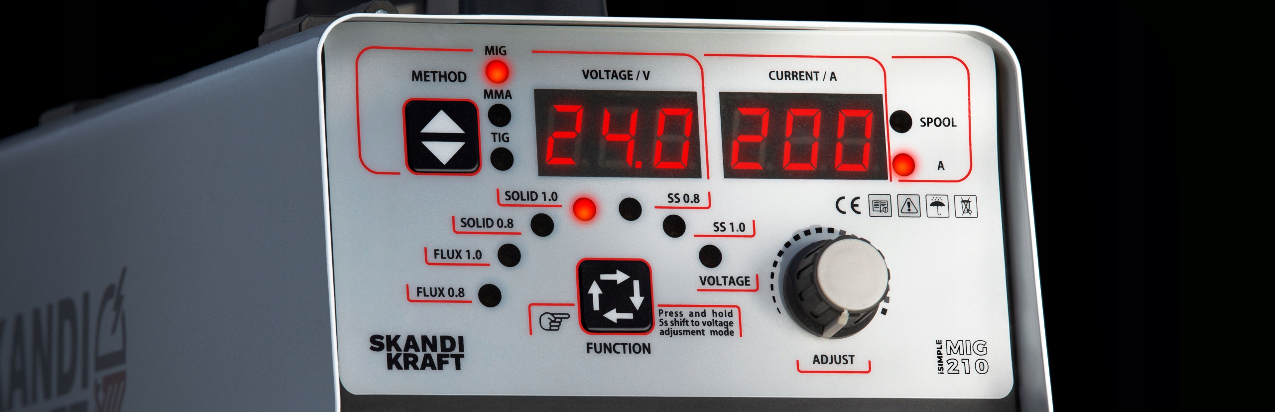 PÓŁAUTOMAT SPAWALNICZY SKANDI KRAFT MIG 210 MMA TIG 230V 200A SYNERGIA IGBT Metody spawania MIG/MAG MMA TIG
