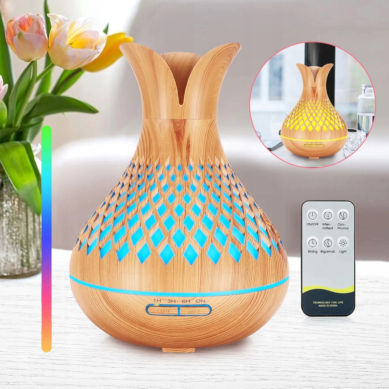 Zvlhčovač Vzduchu Aromaterapie Difuzér 500 ML Na Led Oleje Evaporační