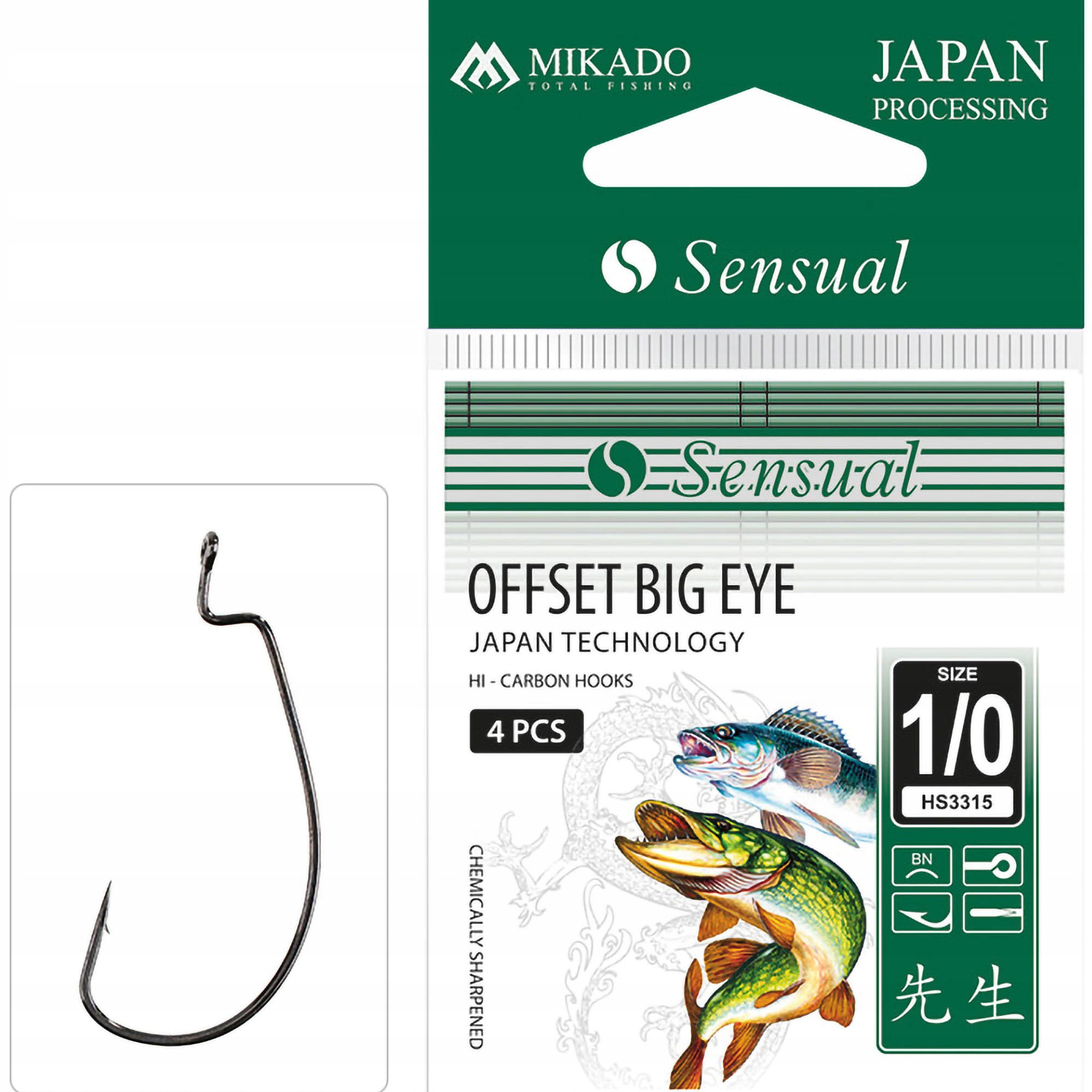 Haczyki Mikado Sensual Offset Big Eye Rozmiar 1/0 Bn