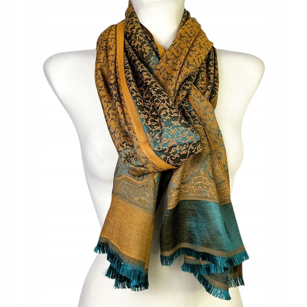 Dámská šála Silk Art Zlatá k kabátovým šatům Elegantní turecká