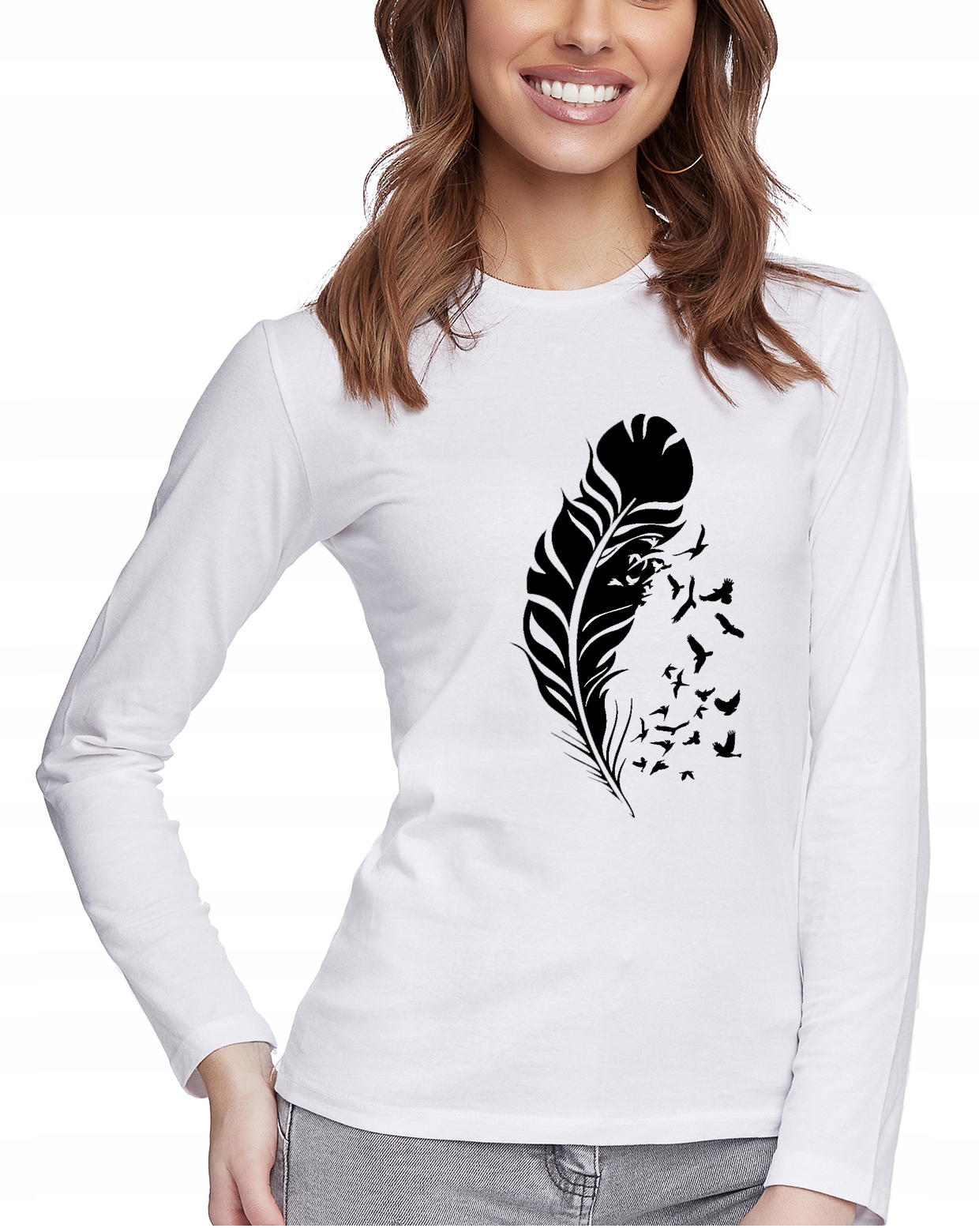 

Bluzka Koszulka Damska Z Nadrukiem Pióro Hit XXL